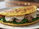 Omelete de Espinafre com Queijo e Cogumelos