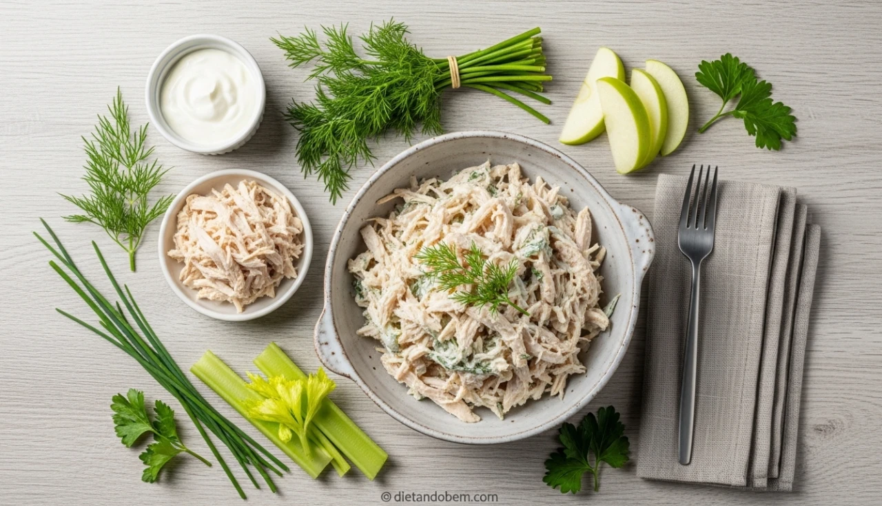 Salada de Frango Desfiado com Iogurte Natural