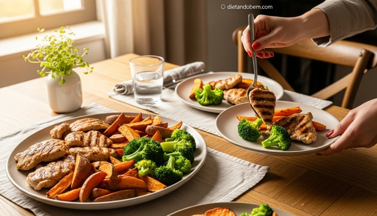 Frango Grelhado com Batata-Doce e Brócolis