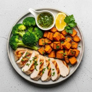 Frango Grelhado com Batata-Doce e Brócolis