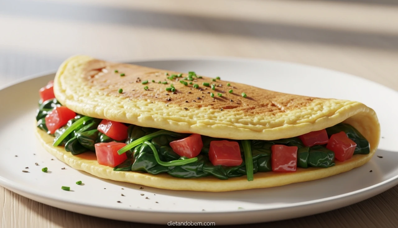 Omelete de Claras com Espinafre e Tomate