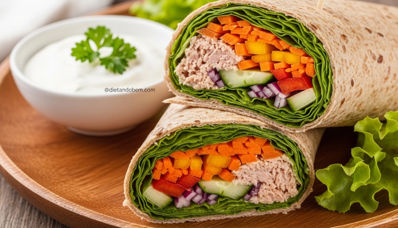 Wrap Integral de Atum com Legumes