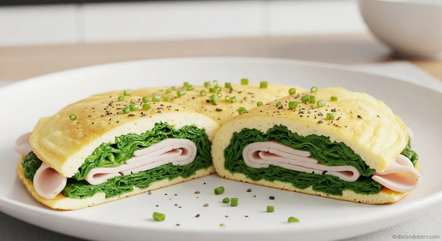 Omelete de Claras com Espinafre e Peito de Peru