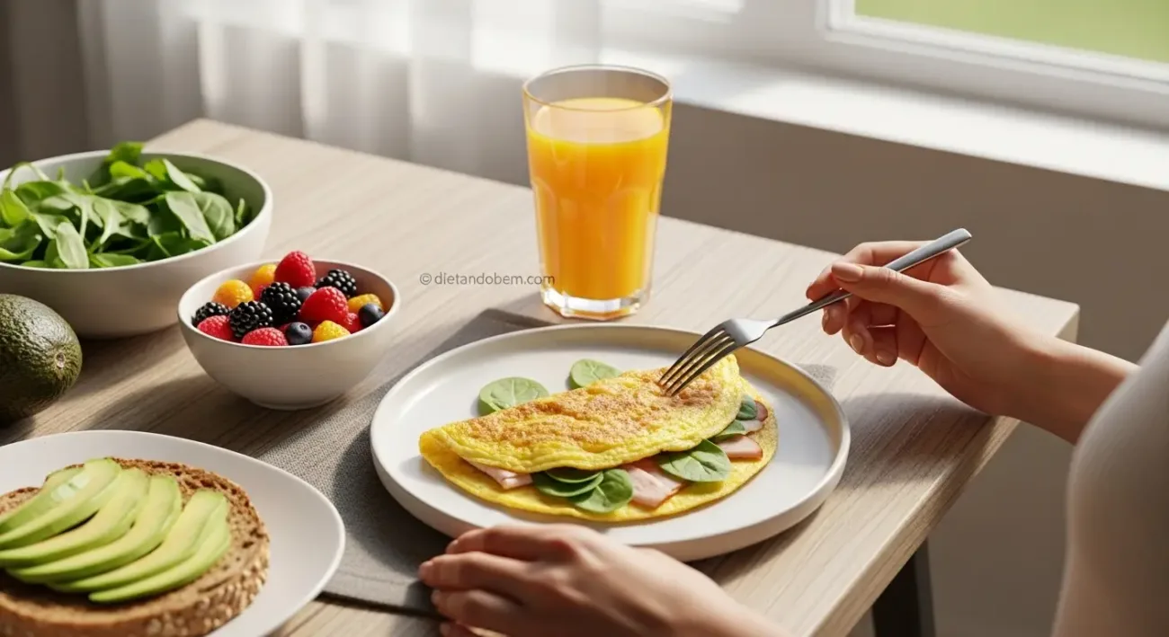 Omelete de Claras com Espinafre e Peito de Peru