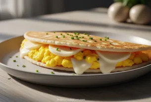 Tapioca com Ovo Mexido e Queijo Branco