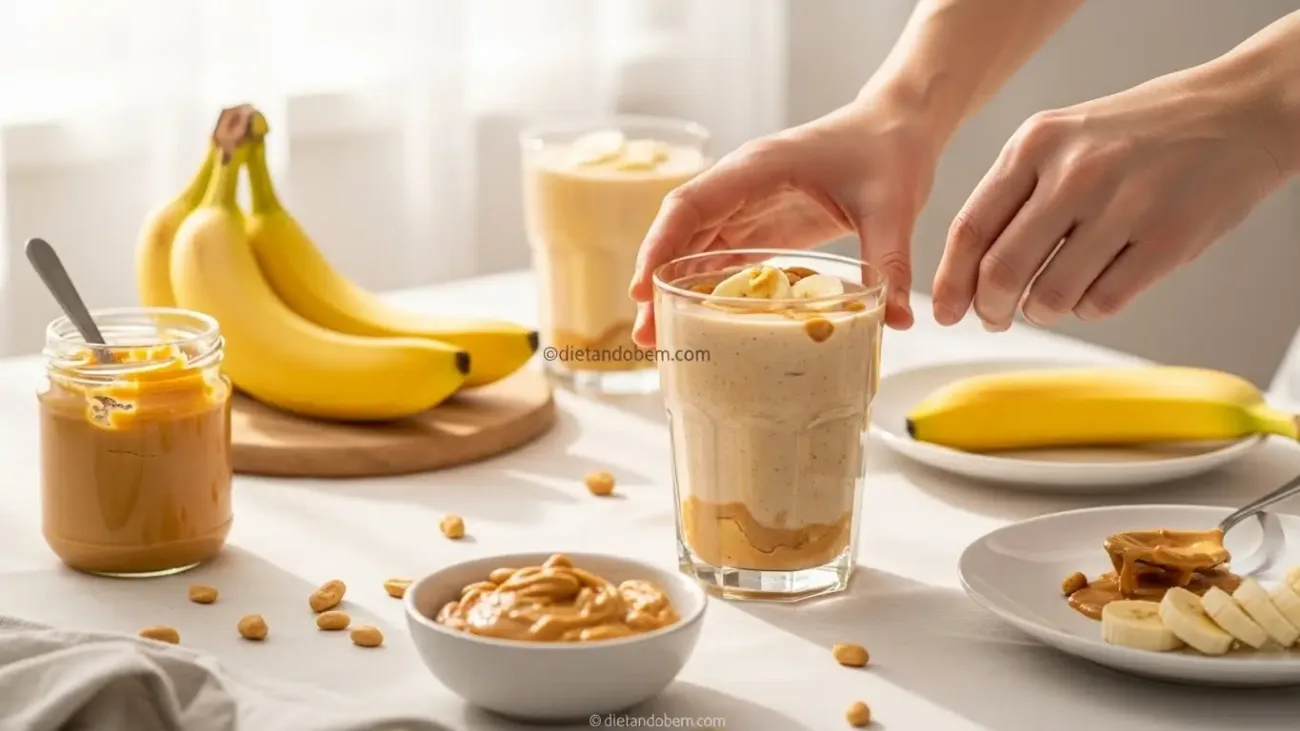 Smoothie energético de banana com pasta de amendoim: sua dose de energia pré-treino!