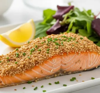 Salmão com Crosta de Gergelim na Air Fryer: Praticidade e Sabor em Minutos