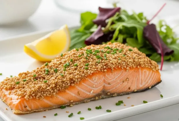 Salmão com Crosta de Gergelim na Air Fryer: Praticidade e Sabor em Minutos