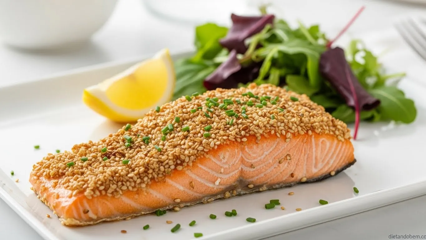 Salmão com Crosta de Gergelim na Air Fryer: Praticidade e Sabor em Minutos