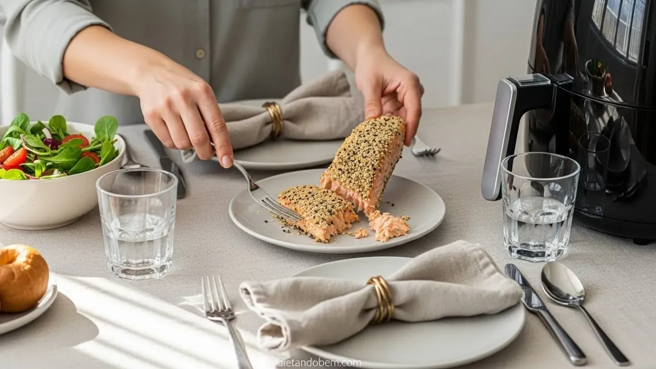 Salmão com Crosta de Gergelim na Air Fryer: Praticidade e Sabor em Minutos