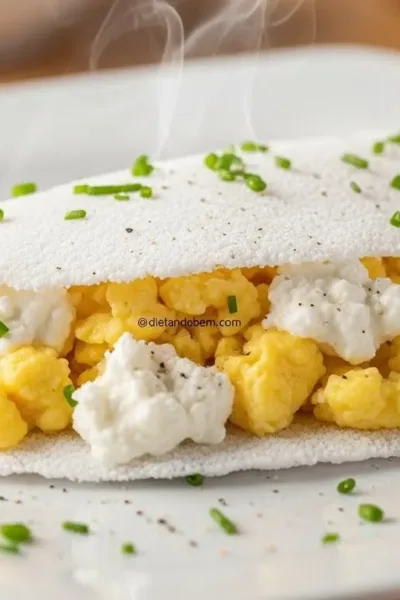 Tapioca com Ovo Mexido e Queijo Cottage: Energia e Sabor para sua Rotina Fitness