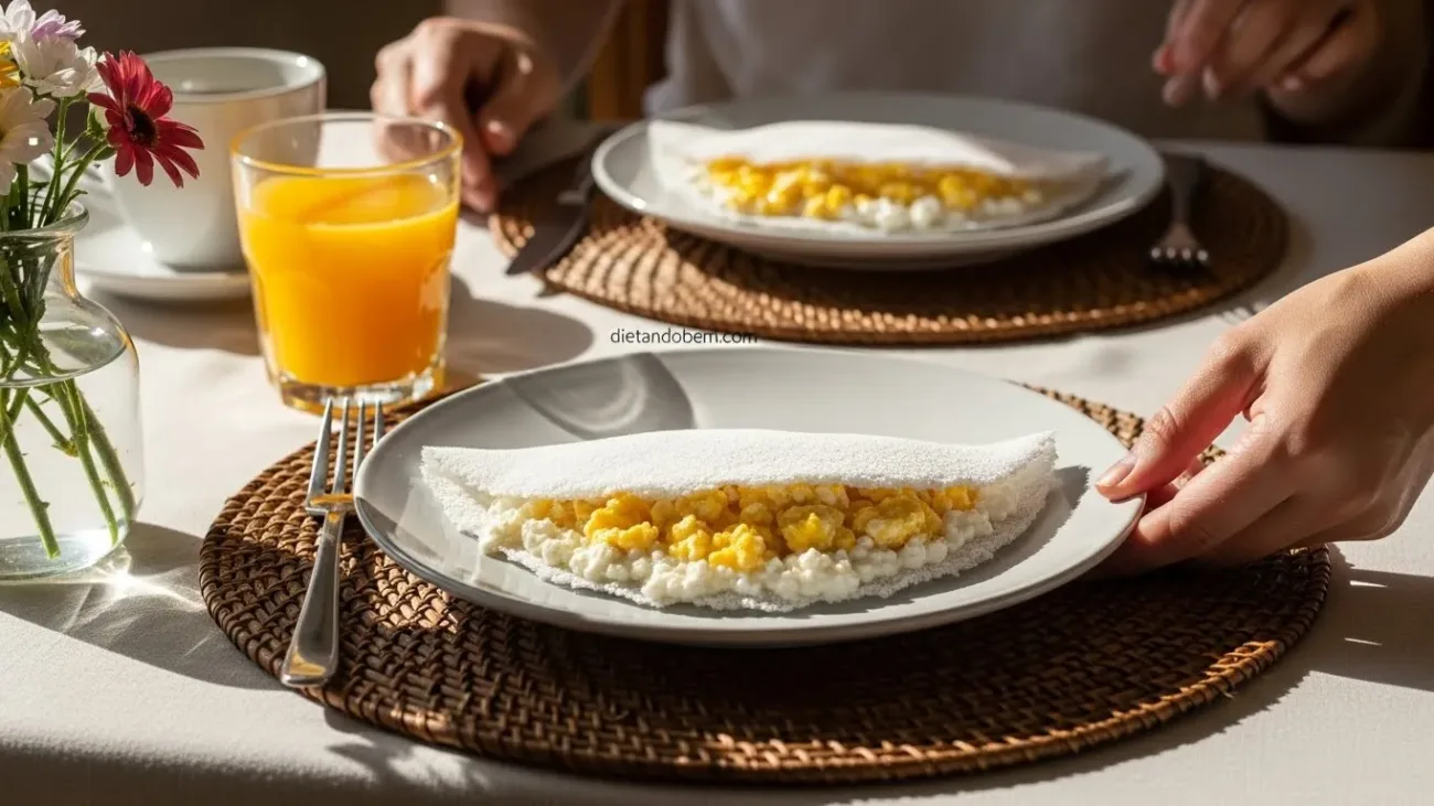 Tapioca com Ovo Mexido e Queijo Cottage: Energia e Sabor para sua Rotina Fitness