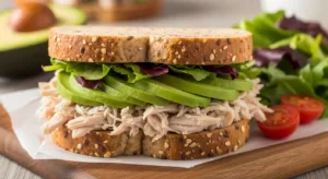 Pão Integral com Frango Desfiado e Abacate: Energia e Sabor Pré-Treino